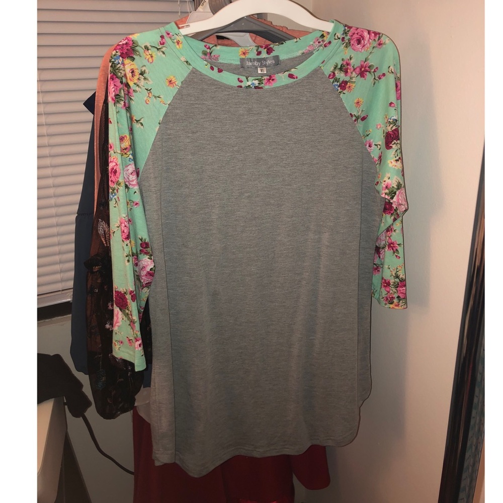 Floral baseball tee